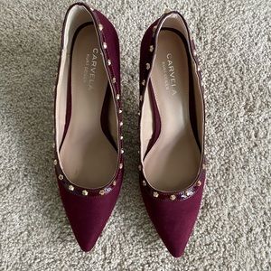 Maroon studded Carvella Kurt Geiger Heels (NWOT)